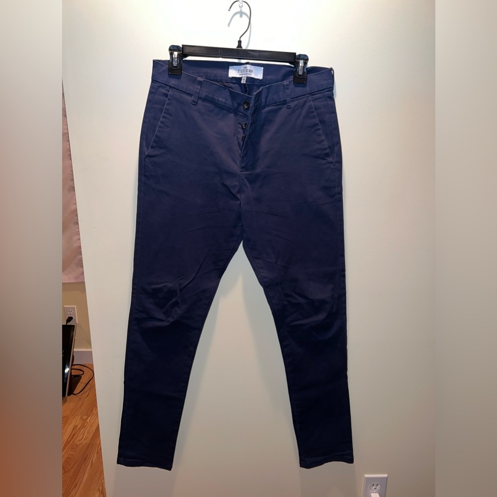 TOPMAN Stretch Skinny Chino Pants, Size 32x32, Navy Blue